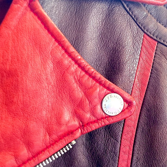 JEAN PAUL GAULTIER FOR TARGET GENUINE LAMB LEATHER MOTORCYCLE JACKET W/CONTRAST - Picture 2 of 11